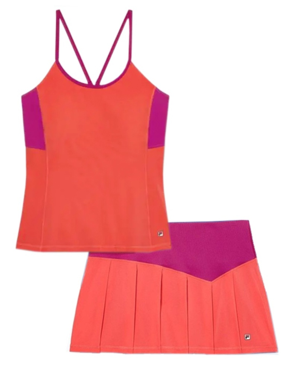 Fila Baseline Orange and Fuchsia Tennis Tank Top and Skort Size Small